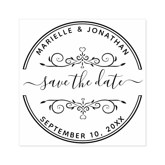 Wedding Save the Date Modern Script Rubber Stamp (Imprint)