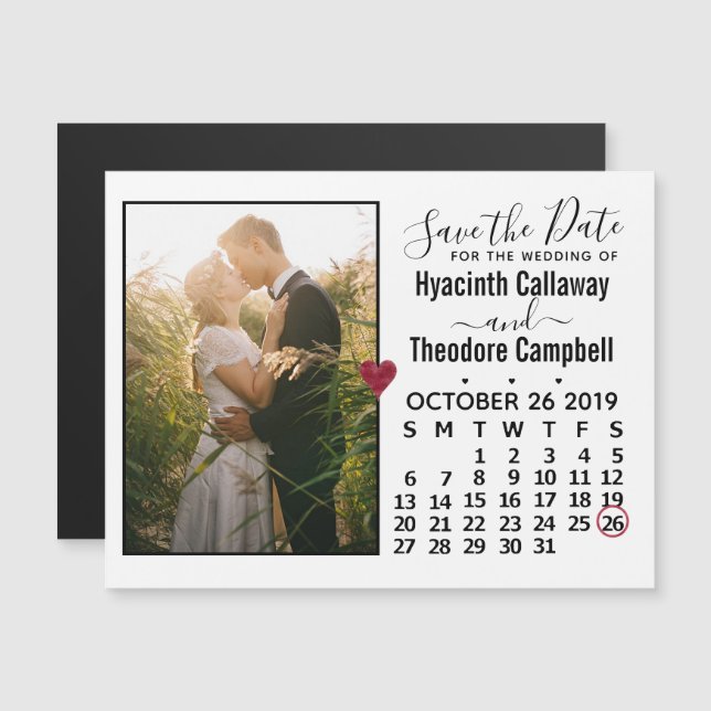 Wedding Save the Date October 2019 Calendar Photo (Front/Back)