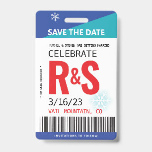 Wedding Save the Date Original Ski Lift Ticket Badge