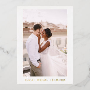 Wedding Save the Date Photo Minimalist Gold