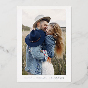 Wedding Save the Date Photo Minimalist Silver