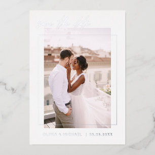 Wedding Save the Date Photo Minimalist Silver
