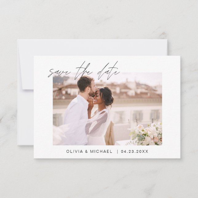 Wedding Save the Date Photo Minimalist Simple (Front)