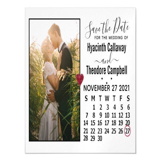 Wedding Save the Date Photo November 2021 Calendar ...