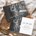 Wedding Save the Date Photo Romantic Minimalist<br><div class="desc">Wedding Save the Date Cards that have a photo on the front and back. The Save the Date Fall,  Autumn,  Winter,  Spring or Summer cards contain a modern hand lettered cursive script typography that are elegant,  simple and modern to use after you minimalist simple wedding day celebration.</div>