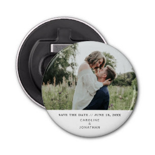 Wedding Save the Date Photo Simple Minimal White Bottle Opener