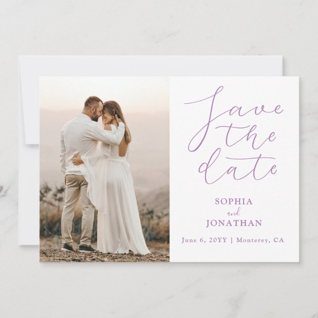 Wedding Save the Date Photos Chic Elegant Script Invitation (Front)