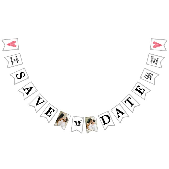 Wedding Save the Date Photos Unique Announcement Bunting Flags (All)