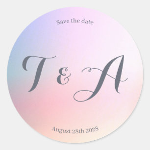 Wedding Save the Date Pink Lilac Ombre Classic Round Sticker