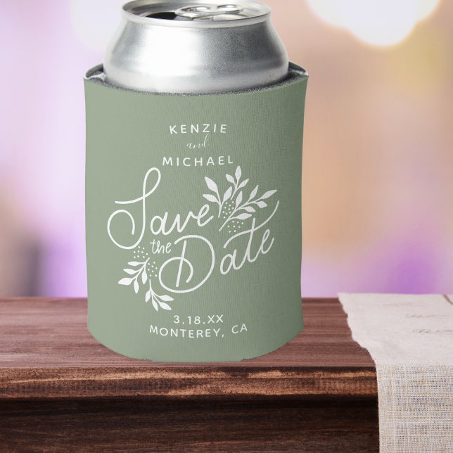 Wedding Save the Date Pretty Botanicals Blue Can C Can Cooler (Creator Uploaded)