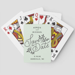 Wedding Save the Date Pretty Calligraphy Botanical Playing Cards