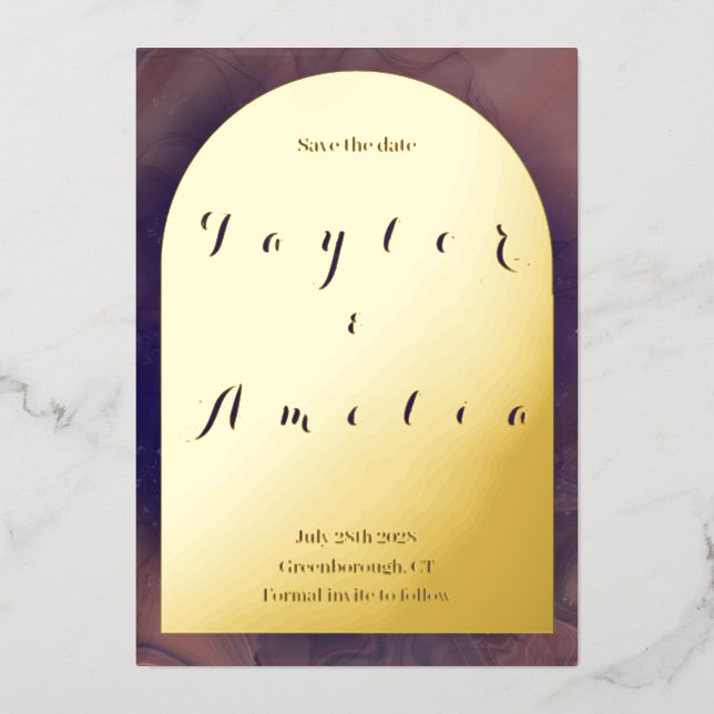 Wedding Save the Date Purple Boho Arch Real (Front)