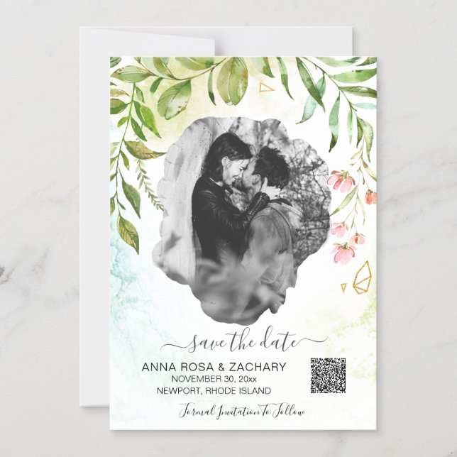 *~* WEDDING SAVE the DATE QR code - Website AR6 Magnetic Invitation (Front)