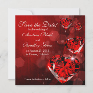 Wedding Save the Date   Red Diamond Heart