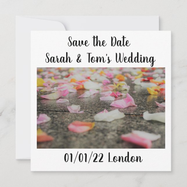 wedding save the date rose petals invitation (Front)