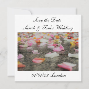 wedding save the date rose petals invitation