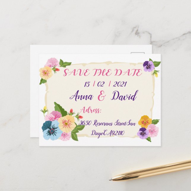 Wedding Save the Date, Save the Date Cards (Front/Back In Situ)