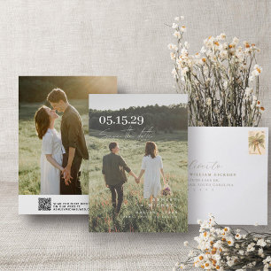 Wedding Save The Date Script Chic 2 Photo QR Code