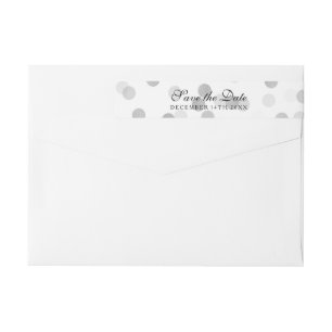 Wedding Save The Date Silver Foil Glitter Lights Wrap Around Label