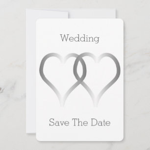 Wedding Save The Date Silver Hearts
