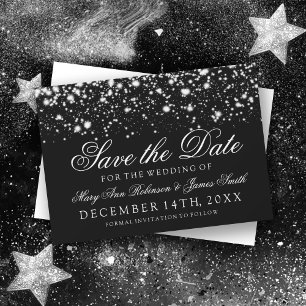 Wedding Save The Date Silver Midnight Glam Magnetic Invitation