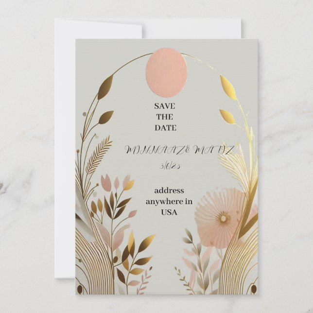 wedding save the date  simple  pink goldInvitation Invitation (Front)