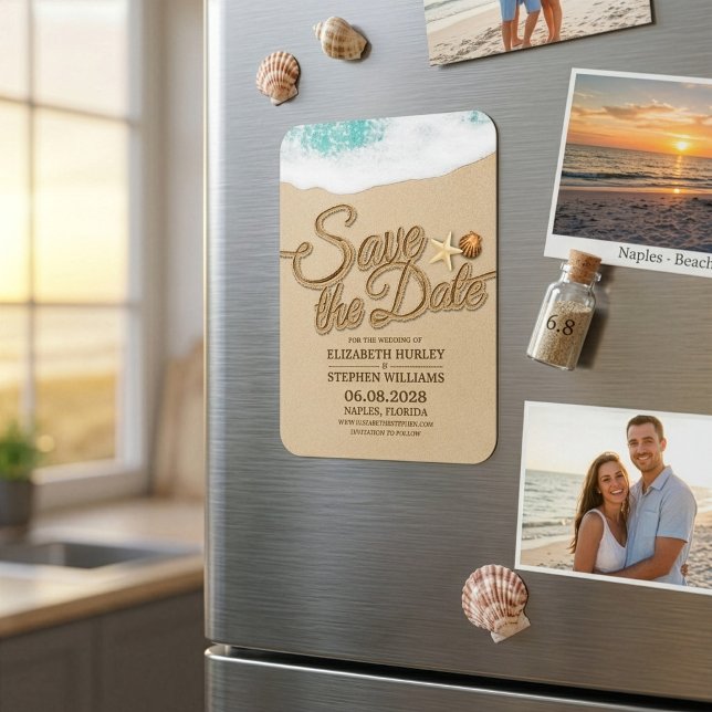 Wedding Save The Date Summer Sandy Beach Starfish Magnet (Creator Uploaded)