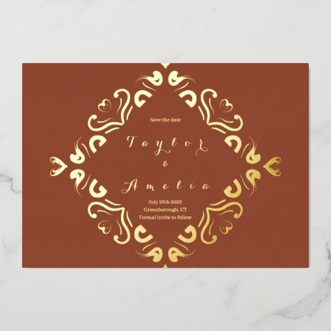 Wedding Save the Date Terracotta Gold (Front)