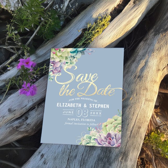 Wedding Save The Date Watercolor Succulent Plants (Creator Uploaded)