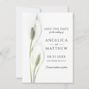Wedding Save the Date White Peace Calla Lily