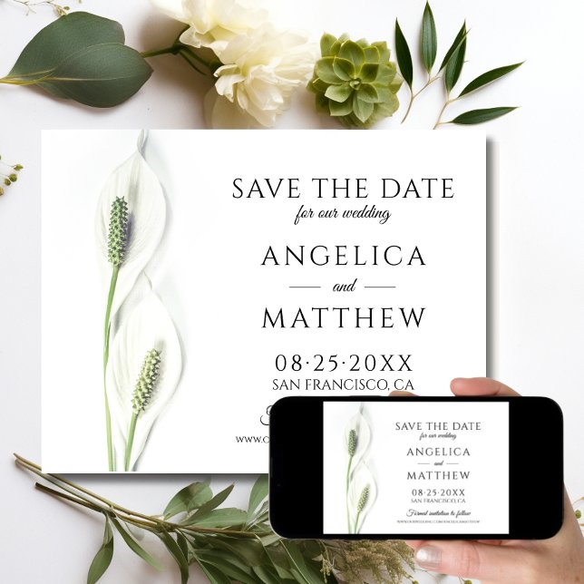 Wedding Save the Date White Peace Calla Lily (Wedding Save the Date White Peace Calla Lily)