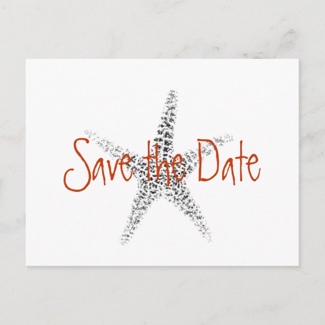 Wedding Save the Date with Starfish Announcement Postcard (Front)