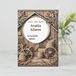 wedding save the date wood carve designInvitation Invitation