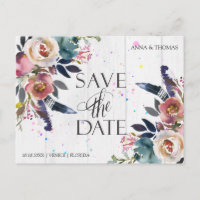 Wedding Save The Dates | Boho Blue & Misty Rose