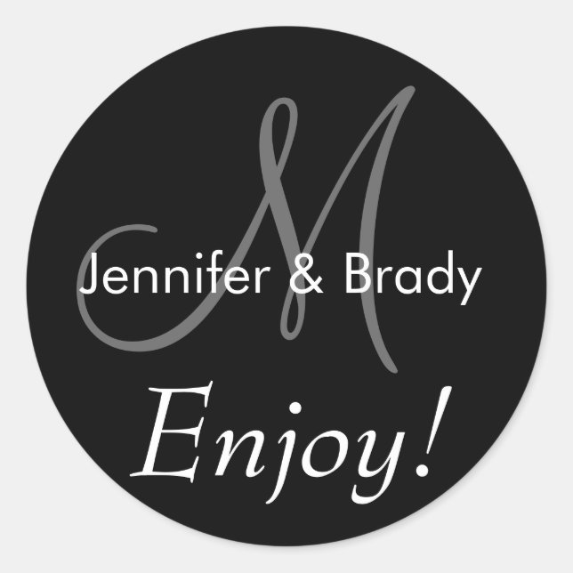 Wedding Saying Bride Groom Monogram Favour Sticker (Front)