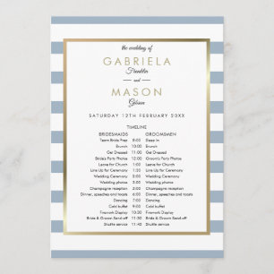  Wedding Schedule Timeline Dusty Blue Striped Program