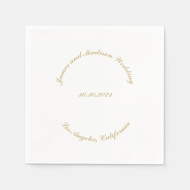 Wedding script custom curved text names elegant napkin (Front)