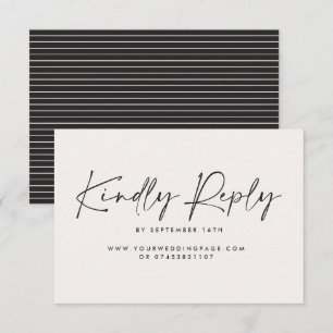Wedding script modern black white elegant reply invitation