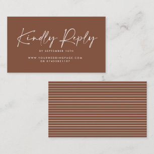 Wedding script modern brown natural elegant reply business card