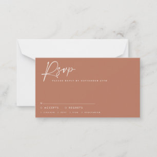 Wedding script modern script terracotta rsvp card