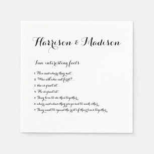 Wedding Script names Couple Fun Facts paper Napkin