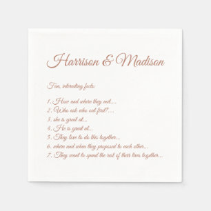 Wedding Script names Couple Fun Facts paper Napkin