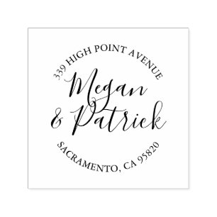 Wedding Script Round Return Address Stamp