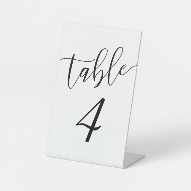Wedding Script Table Numbers Pedestal Sign (Front)