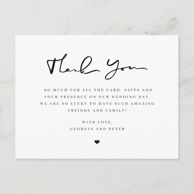 Wedding script thank you card message guests (Front)