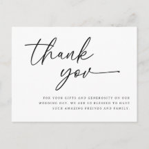 Wedding script thank you card thank you message