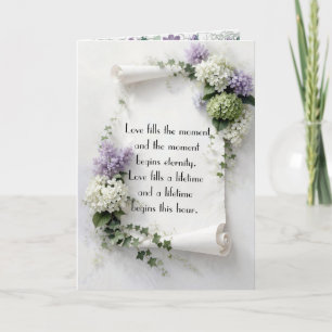 Wedding Scroll with Lilacs and Hydrangeas Card