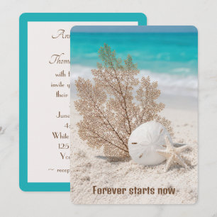 Wedding Sea Fan With Sand Dollar and Starfish Invitation