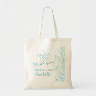Wedding sea star swirl aqua maid of honour bag