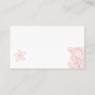 Wedding sea star swirls coral white place cards